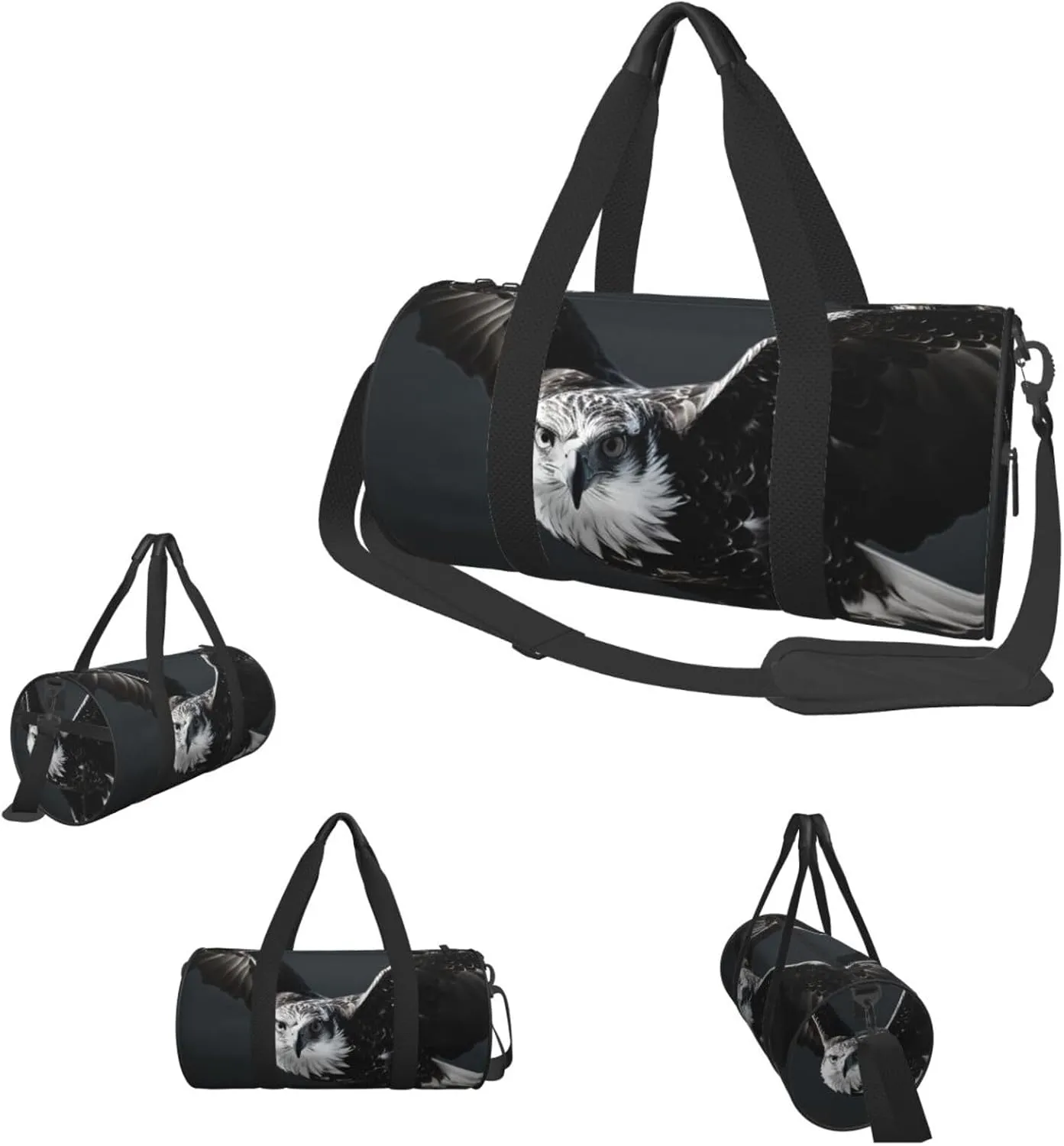 Duffle Bags Black and white eagle Gym Bag for Men Women Waterproof Travel Duffle Bags Convertible Carry on Garment Bag for Travel Sports