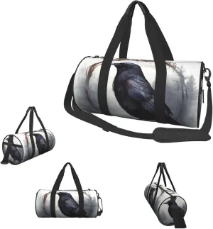 Duffle Bags Black Crow Gym Bag for Men Women Waterproof Travel Duffle Bags Convertible Carry on Garment Bag for Travel Sports