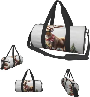 Duffle Bags Christmas Gift Reindeer Gym Bag for Men Women Waterproof Travel Duffle Bags Convertible Carry on Garment Bag for Travel Sports