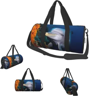 Duffle Bags Dolphin On Coral Gym Bag for Men Women Waterproof Travel Duffle Bags Convertible Carry on Garment Bag for Travel Sports