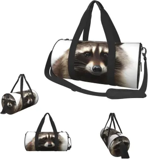 Duffle Bags Hairy raccoon Gym Bag for Men Women Waterproof Travel Duffle Bags Convertible Carry on Garment Bag for Travel Sports