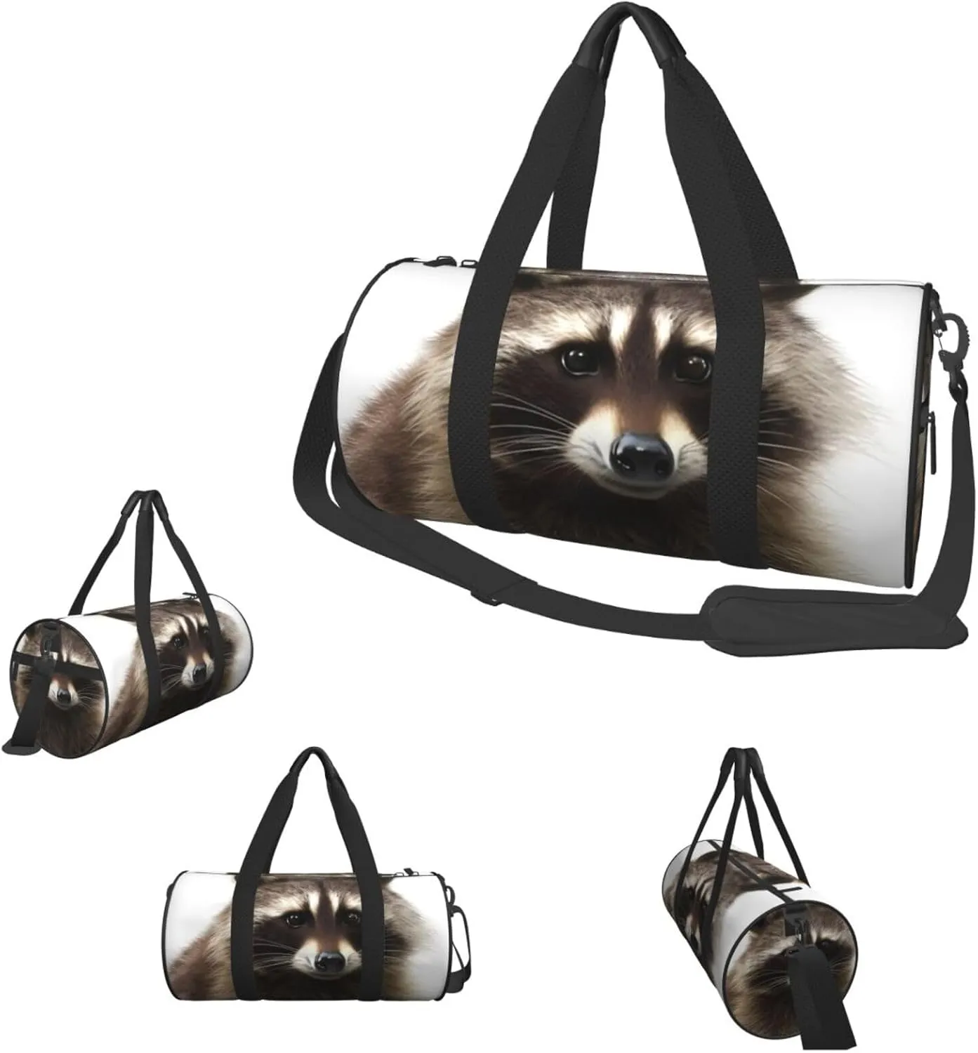Duffle Bags Hairy raccoon Gym Bag for Men Women Waterproof Travel Duffle Bags Convertible Carry on Garment Bag for Travel Sports