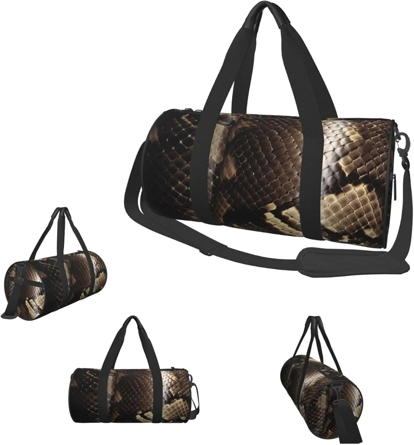 Duffle Bags Snake Skin Gym Bag for Men Women Waterproof Travel Duffle Bags Convertible Carry on Garment Bag for Travel Sports