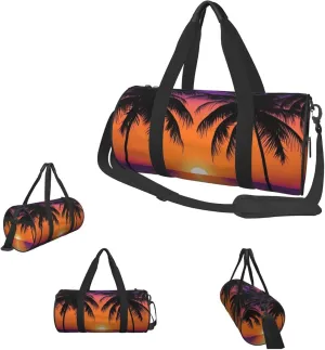 Duffle Bags Sunset Ocean with Palm Trees Gym Bag for Men Women Waterproof Travel Duffle Bags Convertible Carry on Garment Bag for Travel Sports