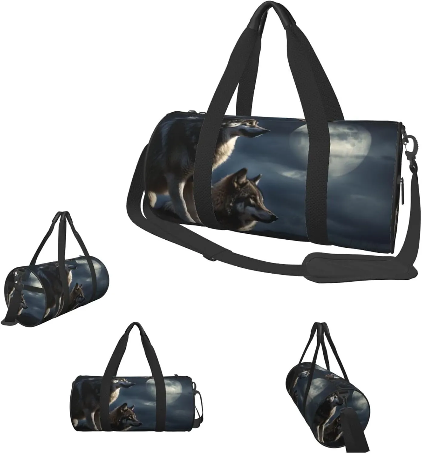 Duffle Bags Wolves in the moonlight Gym Bag for Men Women Waterproof Travel Duffle Bags Convertible Carry on Garment Bag for Travel Sports