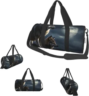 Duffle Bags Wolves in the moonlight Gym Bag for Men Women Waterproof Travel Duffle Bags Convertible Carry on Garment Bag for Travel Sports