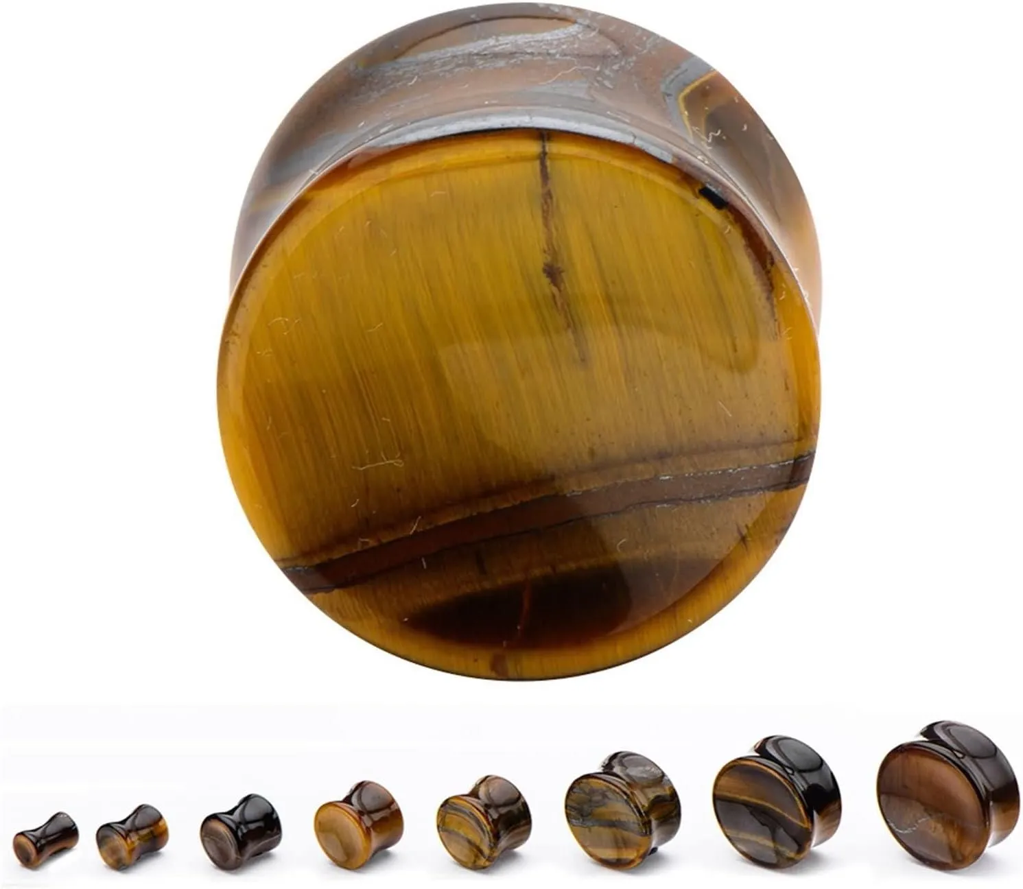 Ear Tunnel Expander Earrings, Stone Piercing Jewelry Brown Stone Plugs Ear Piercing Jewelry