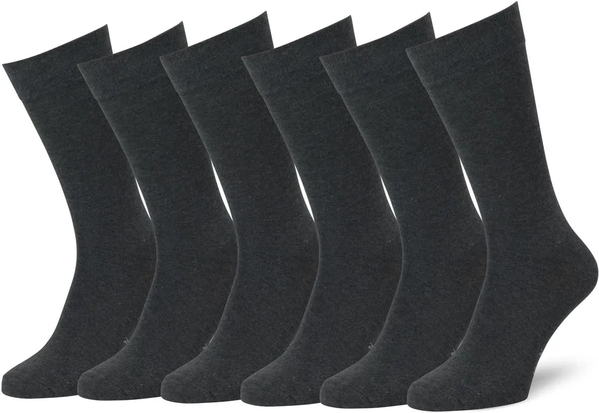 Easton Marlowe Men's Dress Socks - 6 Pack Black Combed Cotton Crew Socks Size 10-13