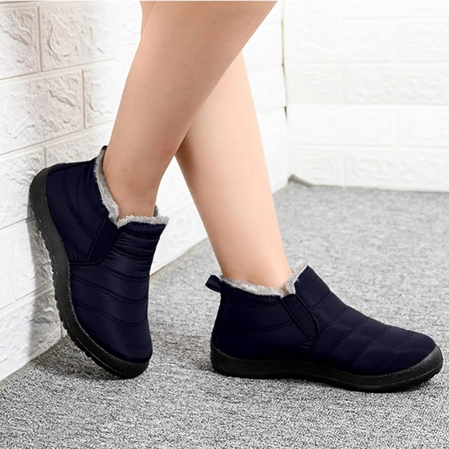 Eduavar Cowboy Boots for Women Cowboy Style, Western Boots Women Winter Snow Boots Casual Round Toe Warm Fleece Boots Shoes