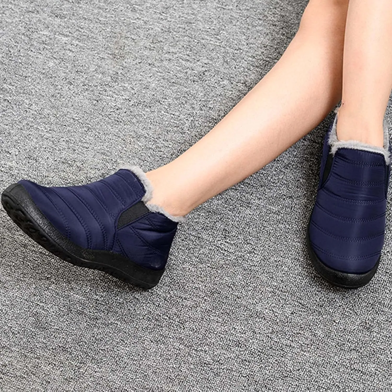 Eduavar Cowboy Boots for Women Cowboy Style, Western Boots Women Winter Snow Boots Casual Round Toe Warm Fleece Boots Shoes