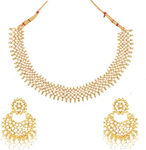 Efulgenz Indian Jewelry Sets for Women Beaded Bollywood Jewelry Faux Pearl Choker Necklace Traditional Crystal Choker Necklace Earrings Wedding Jewelry Sets for Women
