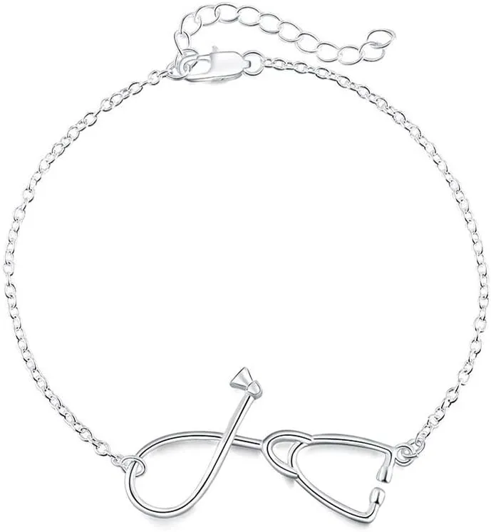 Fashion Jewelry 925 Sterling Silver Stethoscope Chain Bracelet for Doctor Nurse Jewelry Gift