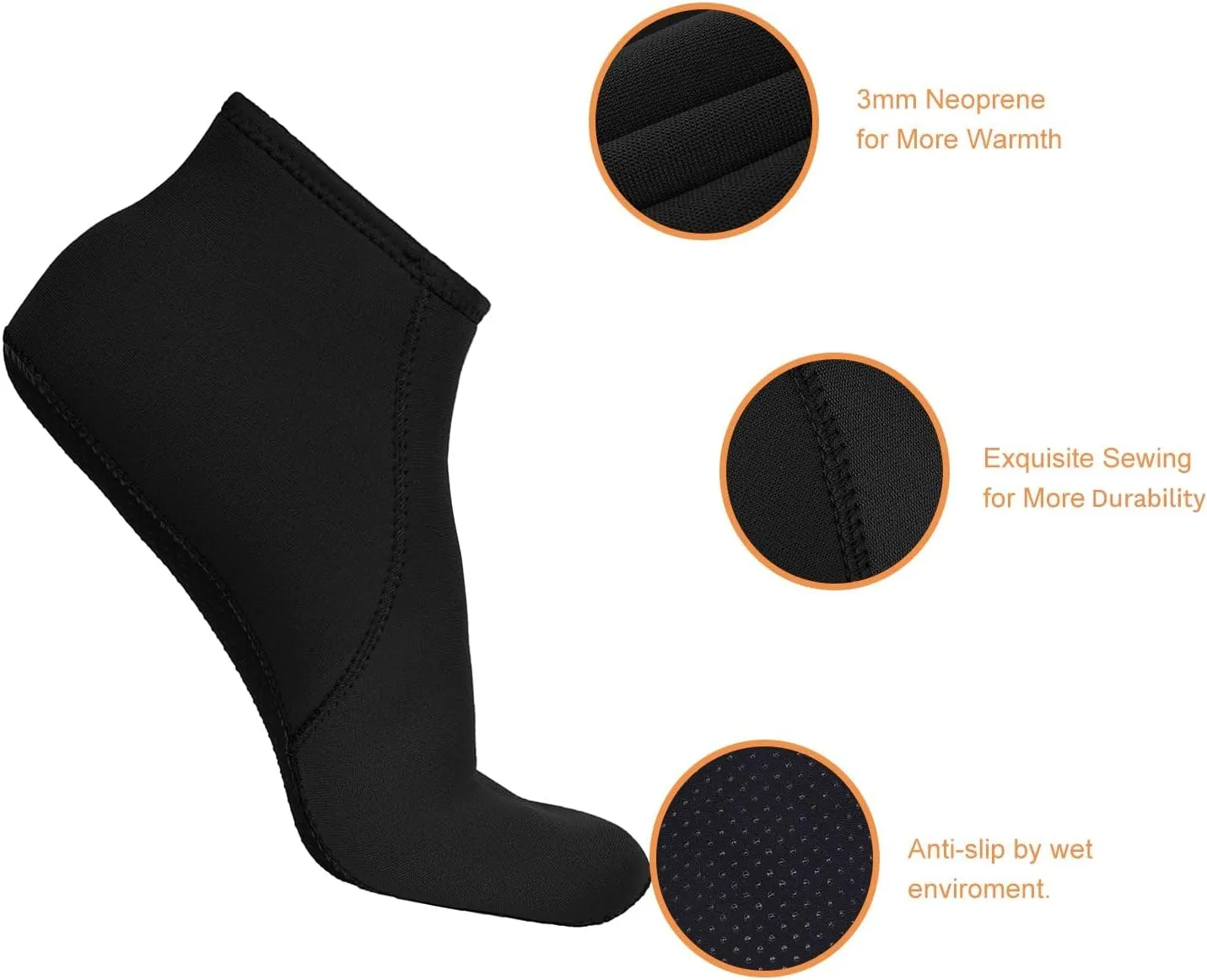 FitsT4 Sports Neoprene Water Socks 3mm Snorkel Fin Anti-Slip Sock Swim Men Women Dive Wetsuit Booties