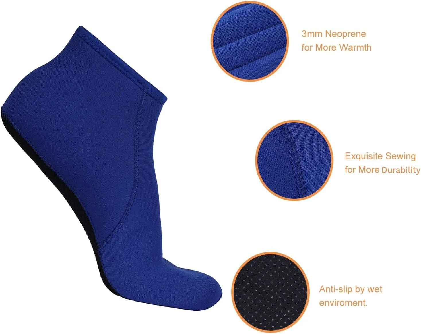 FitsT4 Sports Neoprene Water Socks 3mm Snorkel Fin Anti-Slip Sock Swim Men Women Dive Wetsuit Booties