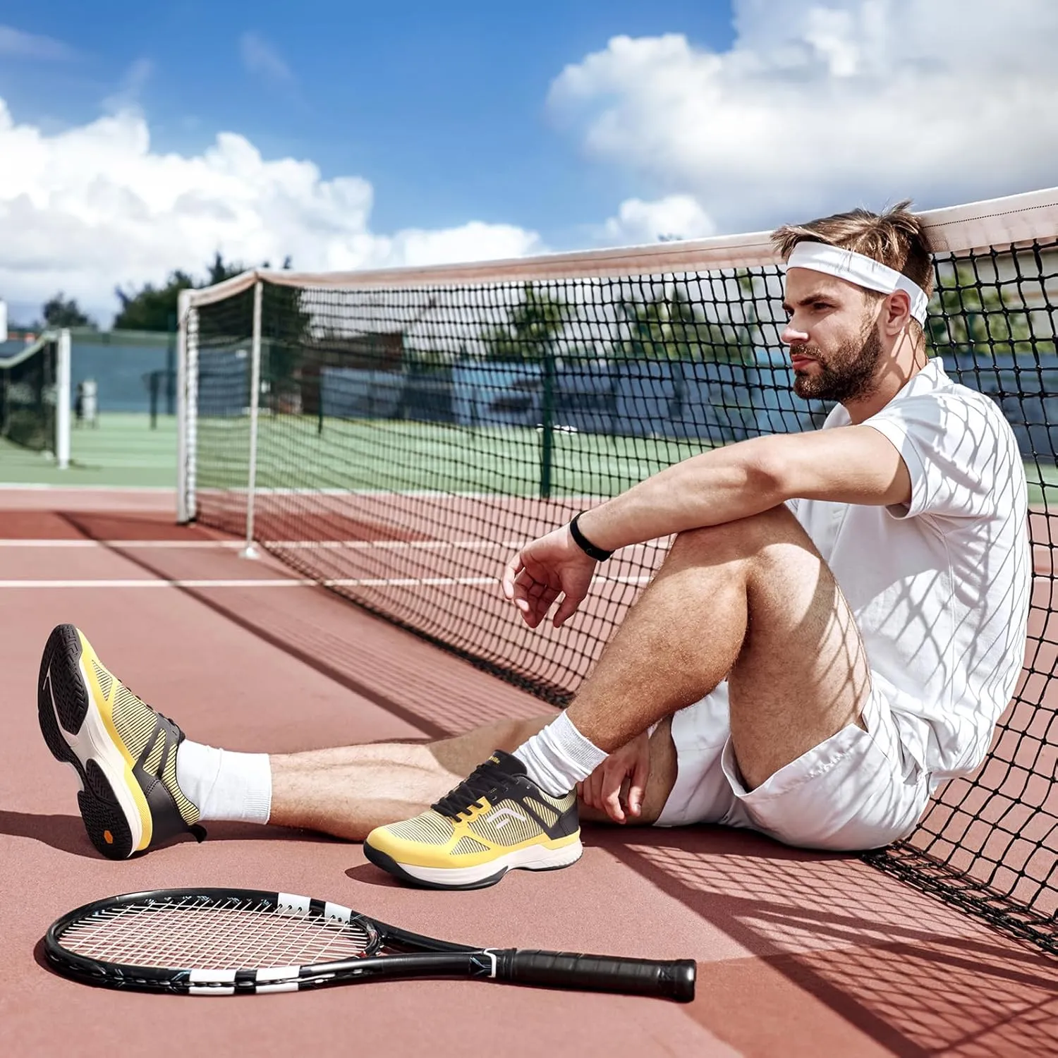 FitVille Extra Wide Pickleball Shoes for Men, All Court Tennis Sneakers Shoes with Arch Support