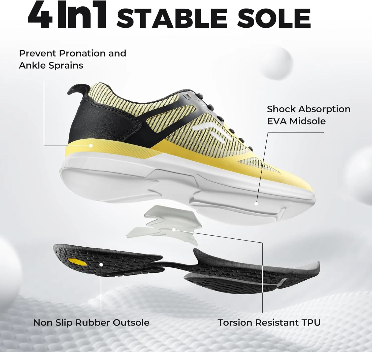 FitVille Extra Wide Pickleball Shoes for Men, All Court Tennis Sneakers Shoes with Arch Support