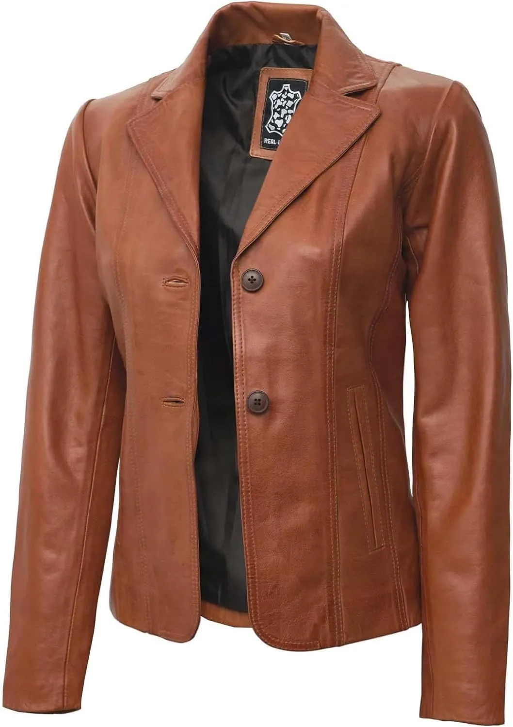 fjackets Leather Blazers for Women - Real Lambskin Leather Jackets Womens - Premium Blazers for Women Business & Casual