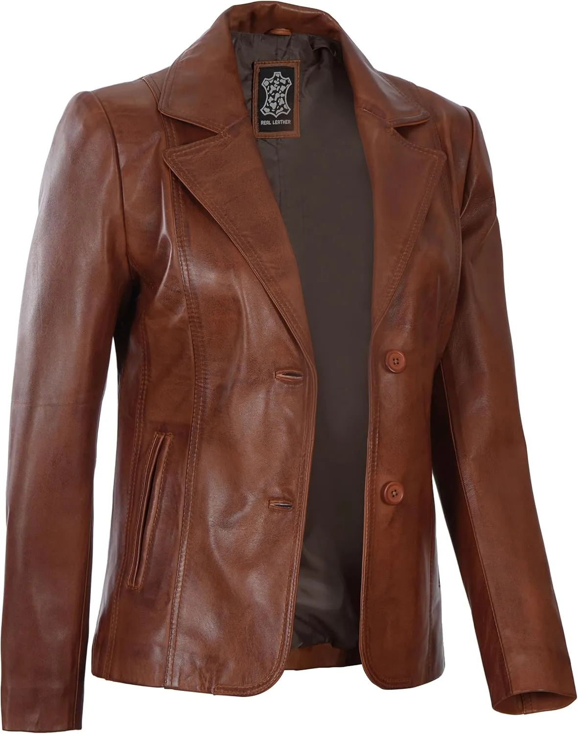 fjackets Leather Blazers for Women - Real Lambskin Leather Jackets Womens - Premium Blazers for Women Business & Casual