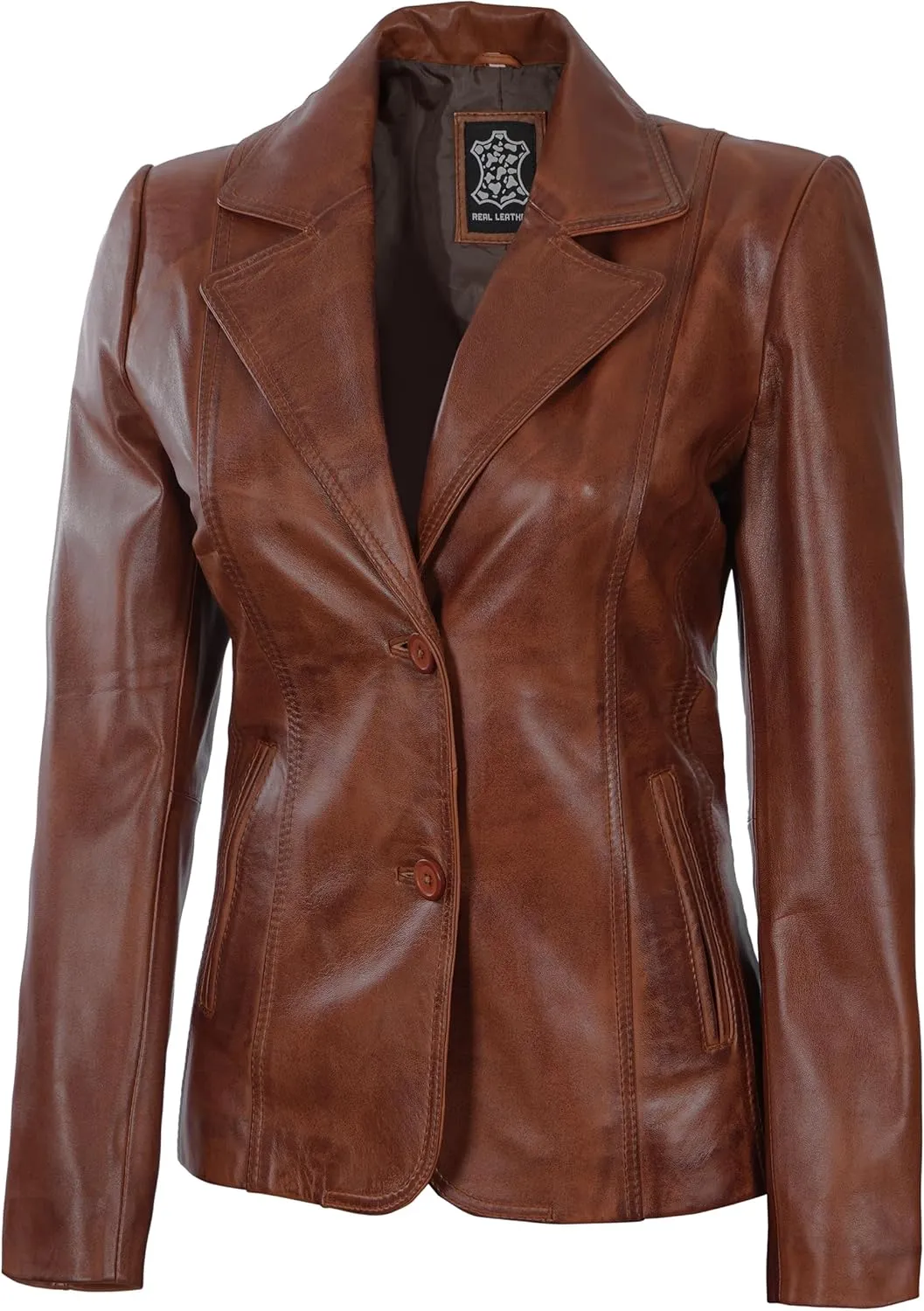 fjackets Leather Blazers for Women - Real Lambskin Leather Jackets Womens - Premium Blazers for Women Business & Casual