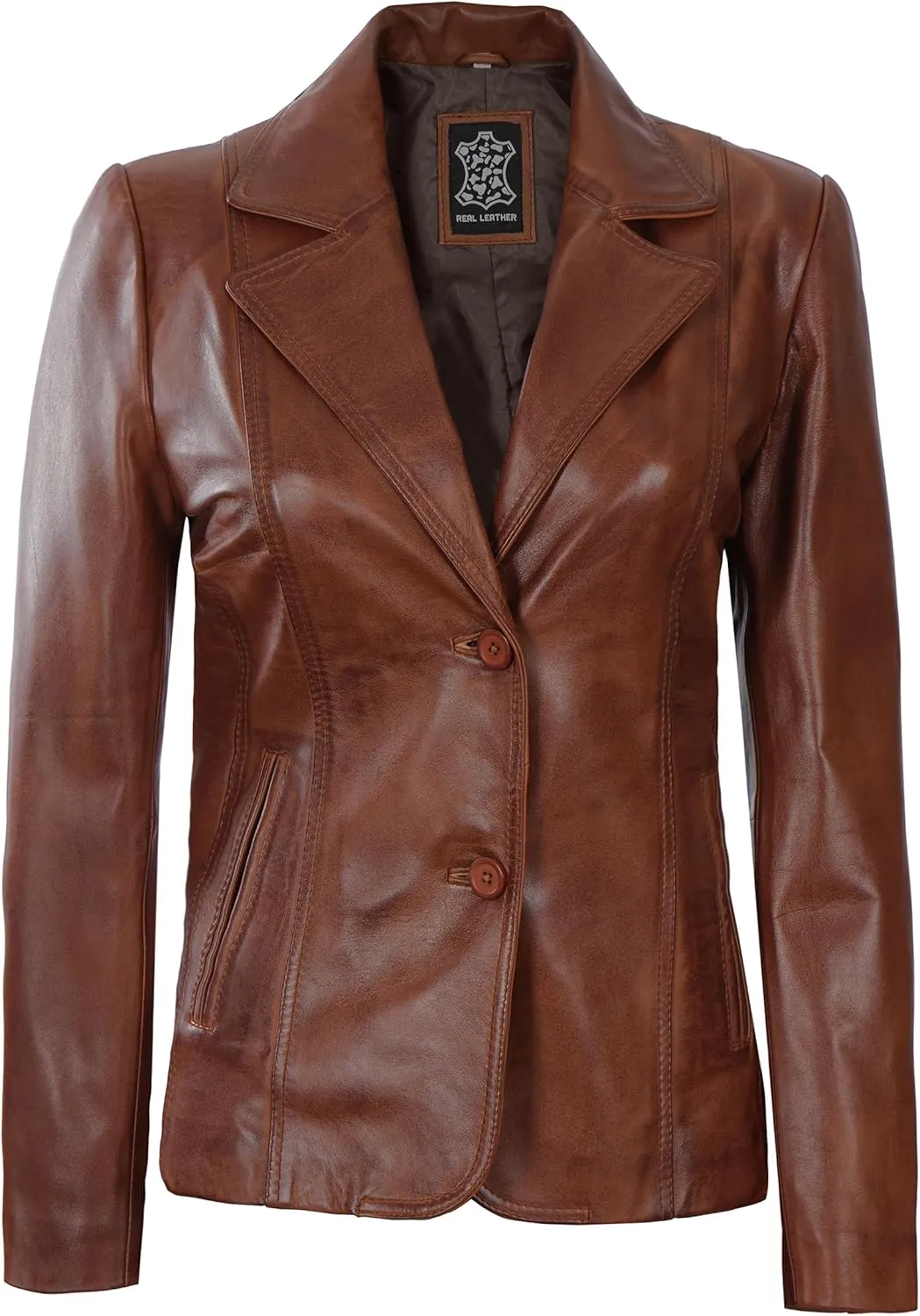fjackets Leather Blazers for Women - Real Lambskin Leather Jackets Womens - Premium Blazers for Women Business & Casual