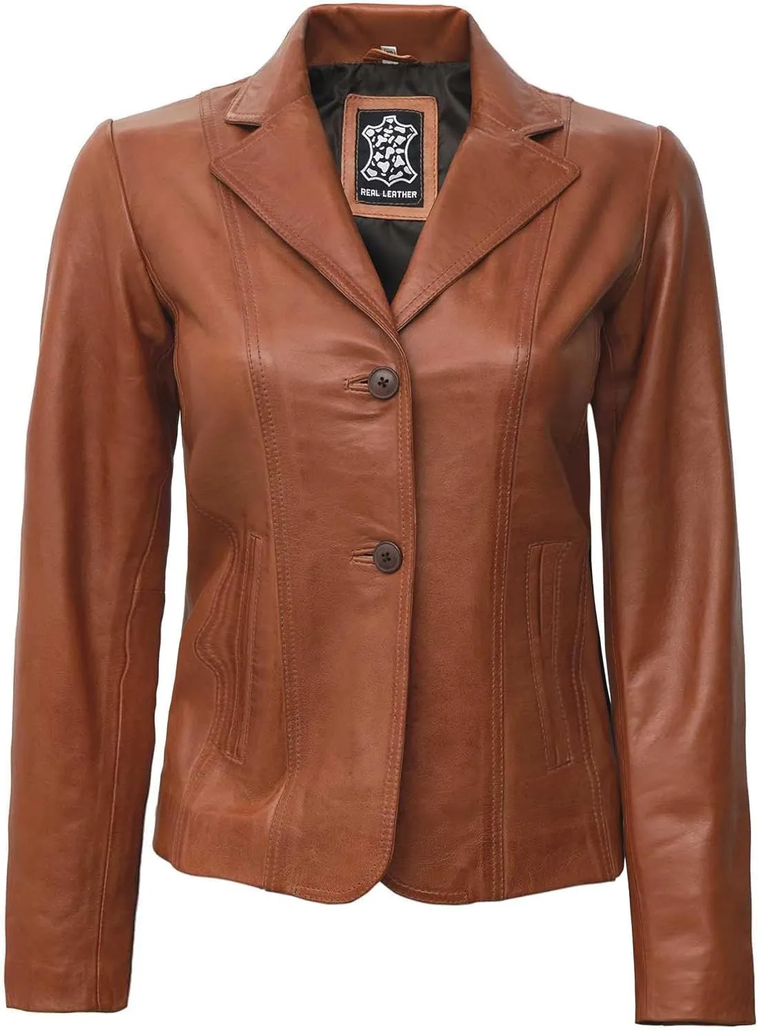fjackets Leather Blazers for Women - Real Lambskin Leather Jackets Womens - Premium Blazers for Women Business & Casual