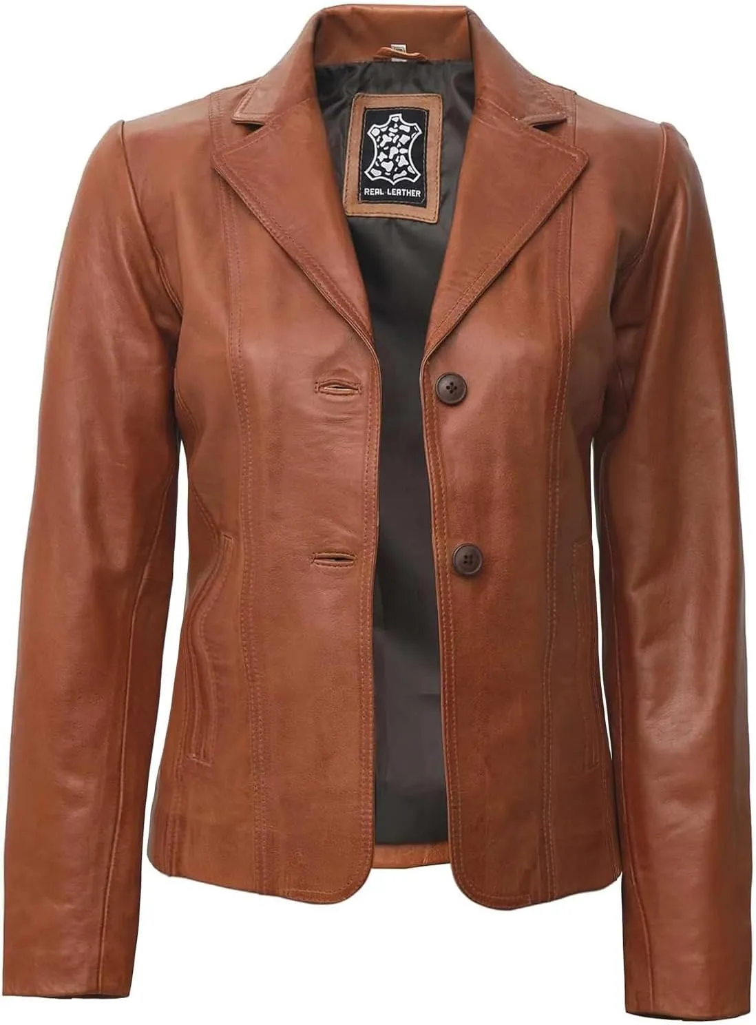 fjackets Leather Blazers for Women - Real Lambskin Leather Jackets Womens - Premium Blazers for Women Business & Casual