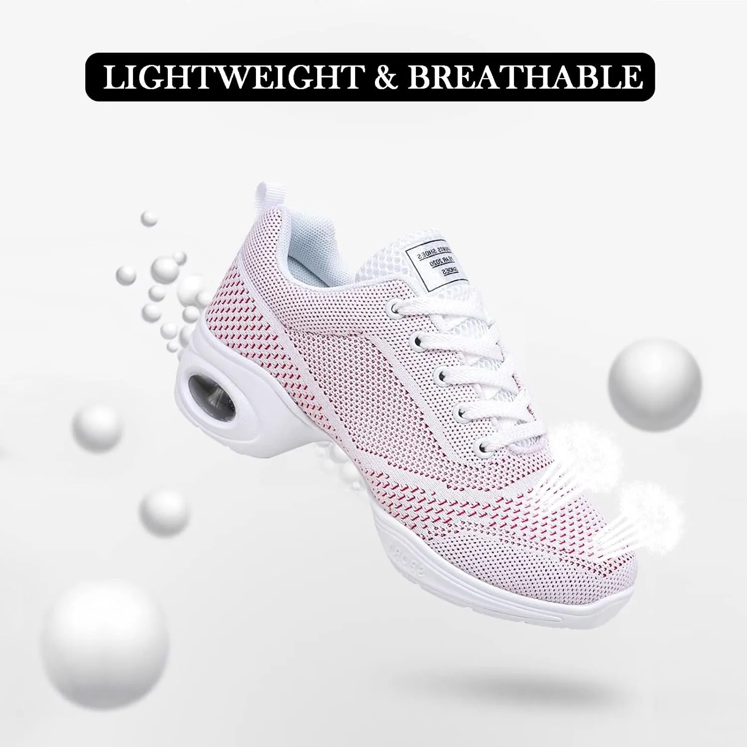 FLIOZY Women's Jazz Shoes Lace-up Platform Air Cushion Dance Shoes Breathable Athletic Fitness Yoga Walking Sneaker