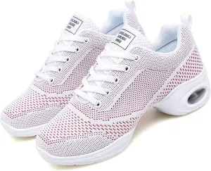 FLIOZY Women's Jazz Shoes Lace-up Platform Air Cushion Dance Shoes Breathable Athletic Fitness Yoga Walking Sneaker