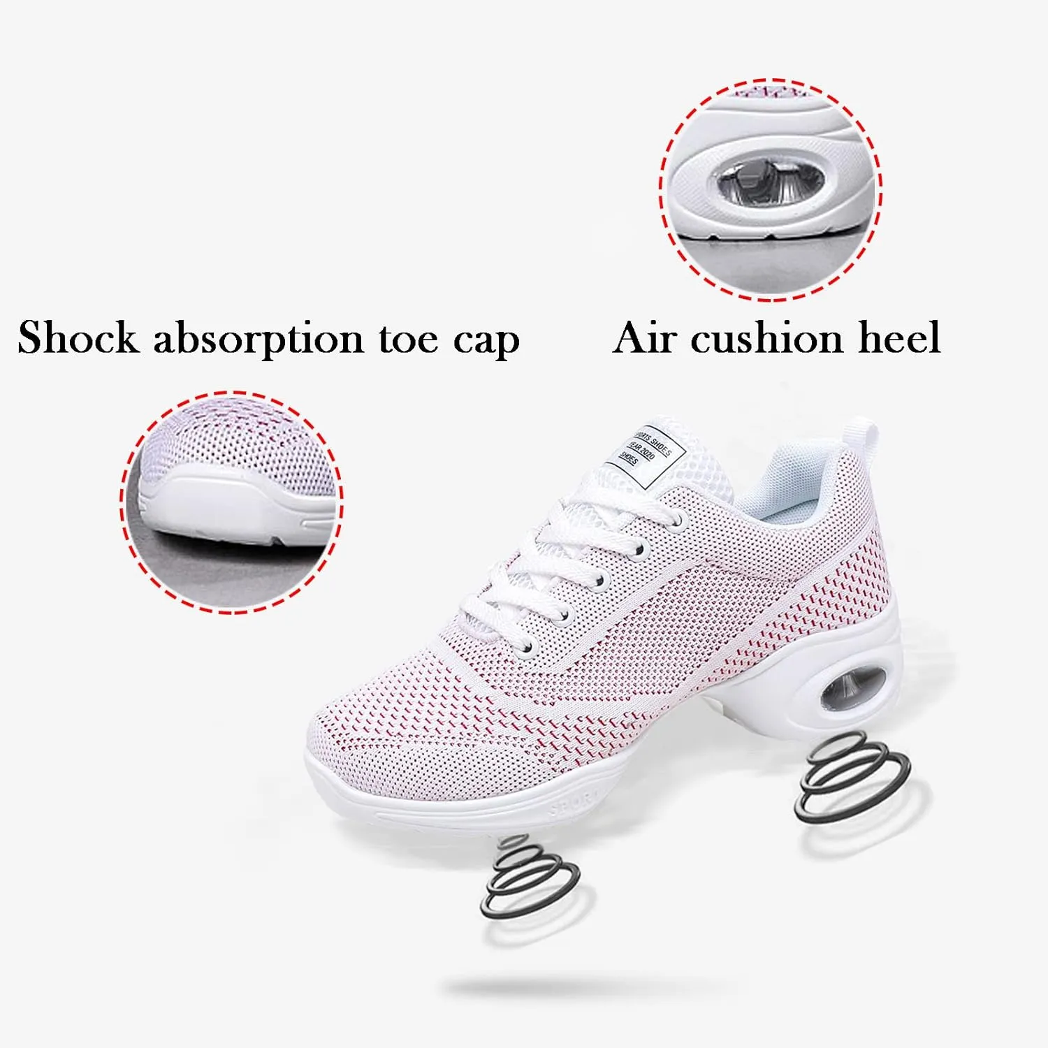 FLIOZY Women's Jazz Shoes Lace-up Platform Air Cushion Dance Shoes Breathable Athletic Fitness Yoga Walking Sneaker