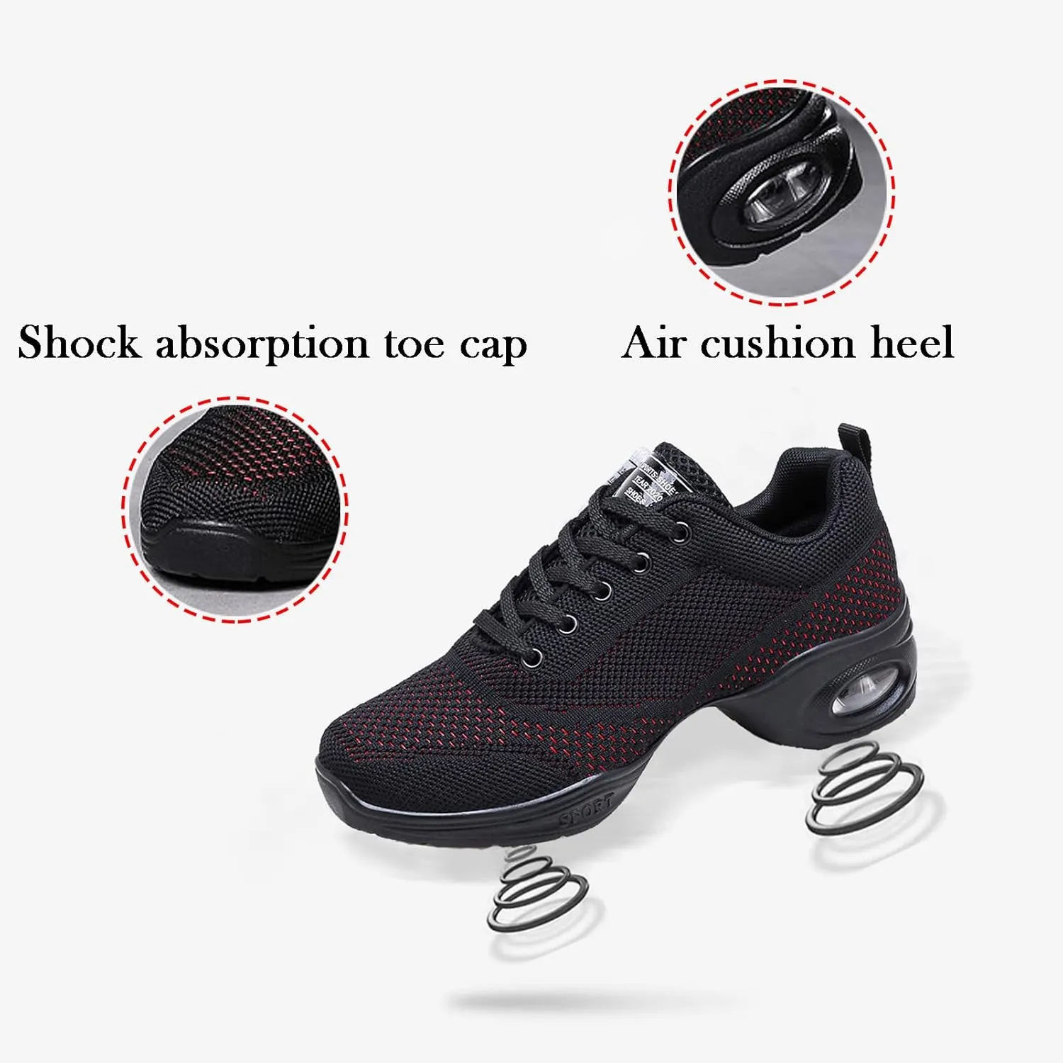 FLIOZY Women's Jazz Shoes Lace-up Platform Air Cushion Dance Shoes Breathable Athletic Fitness Yoga Walking Sneaker