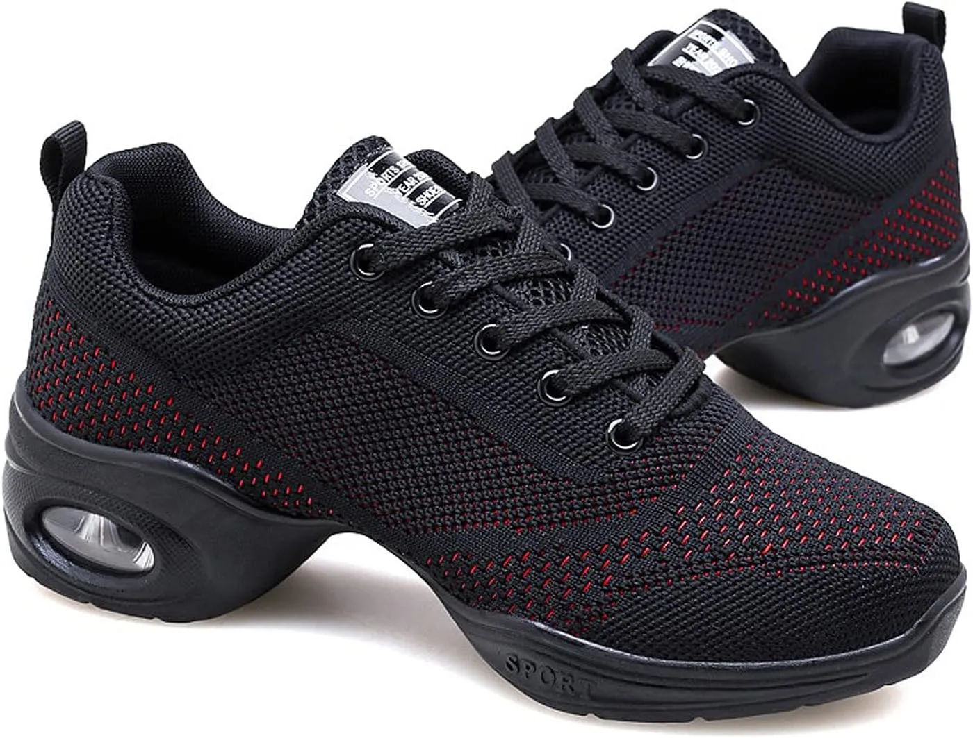 FLIOZY Women's Jazz Shoes Lace-up Platform Air Cushion Dance Shoes Breathable Athletic Fitness Yoga Walking Sneaker