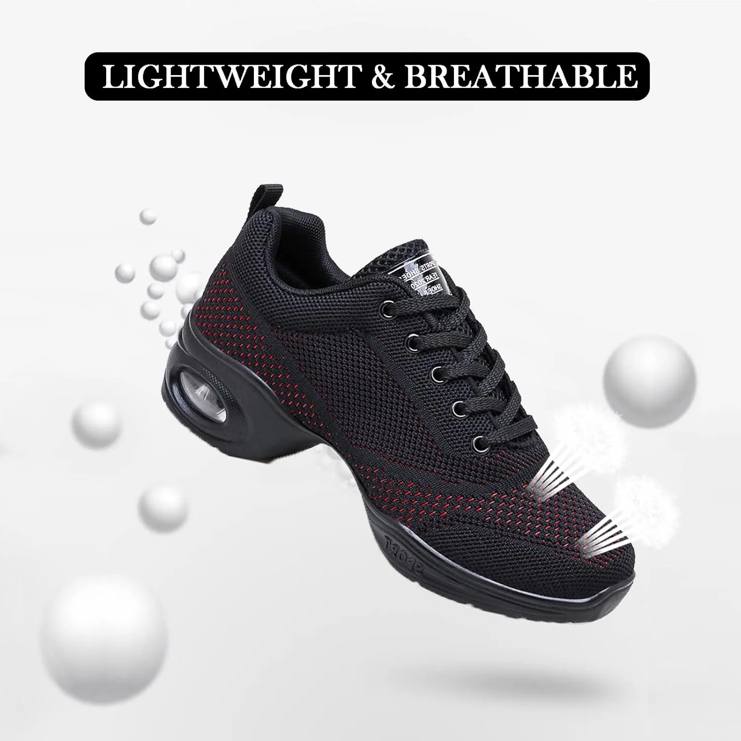 FLIOZY Women's Jazz Shoes Lace-up Platform Air Cushion Dance Shoes Breathable Athletic Fitness Yoga Walking Sneaker