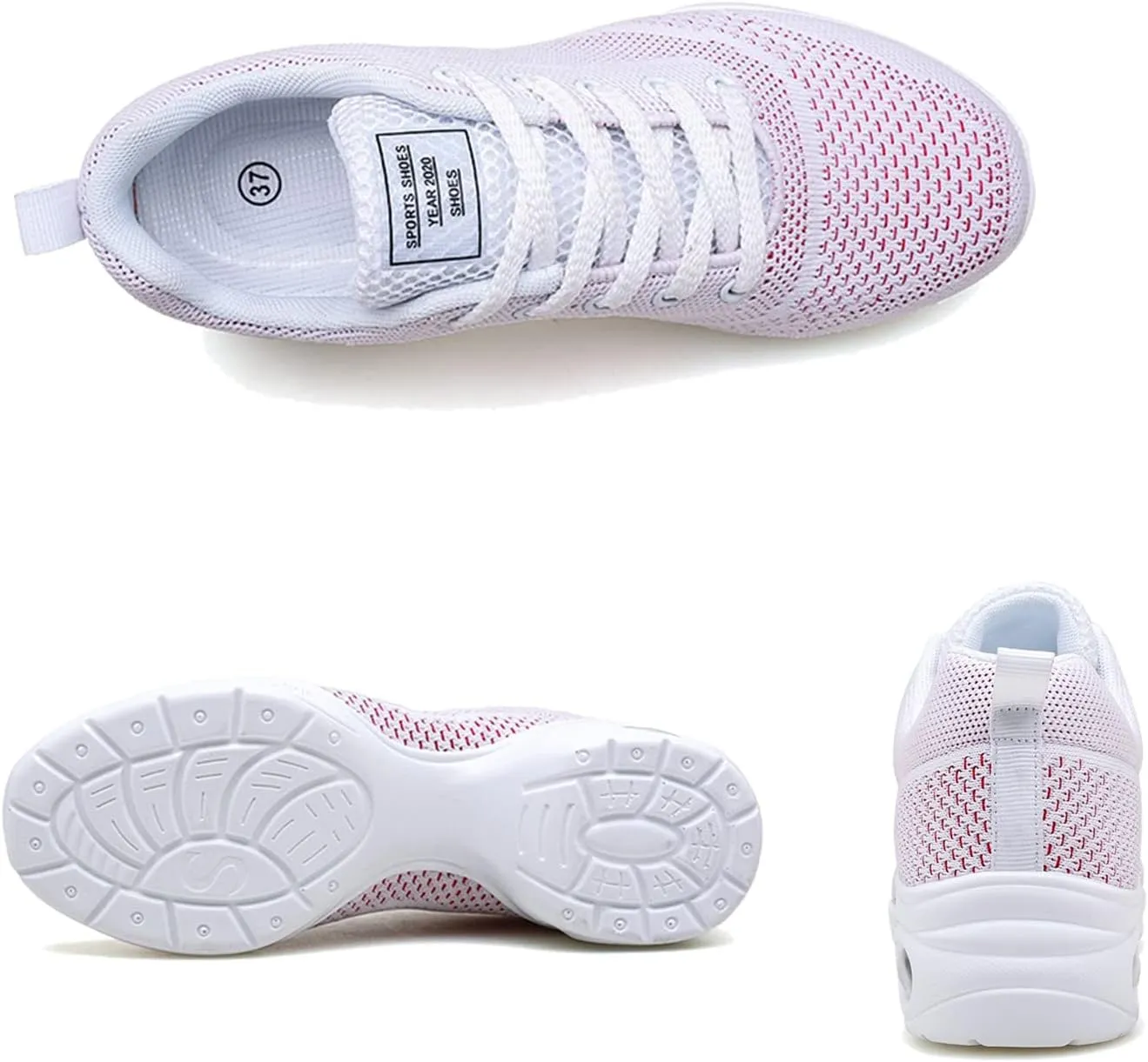 FLIOZY Women's Jazz Shoes Lace-up Platform Air Cushion Dance Shoes Breathable Athletic Fitness Yoga Walking Sneaker