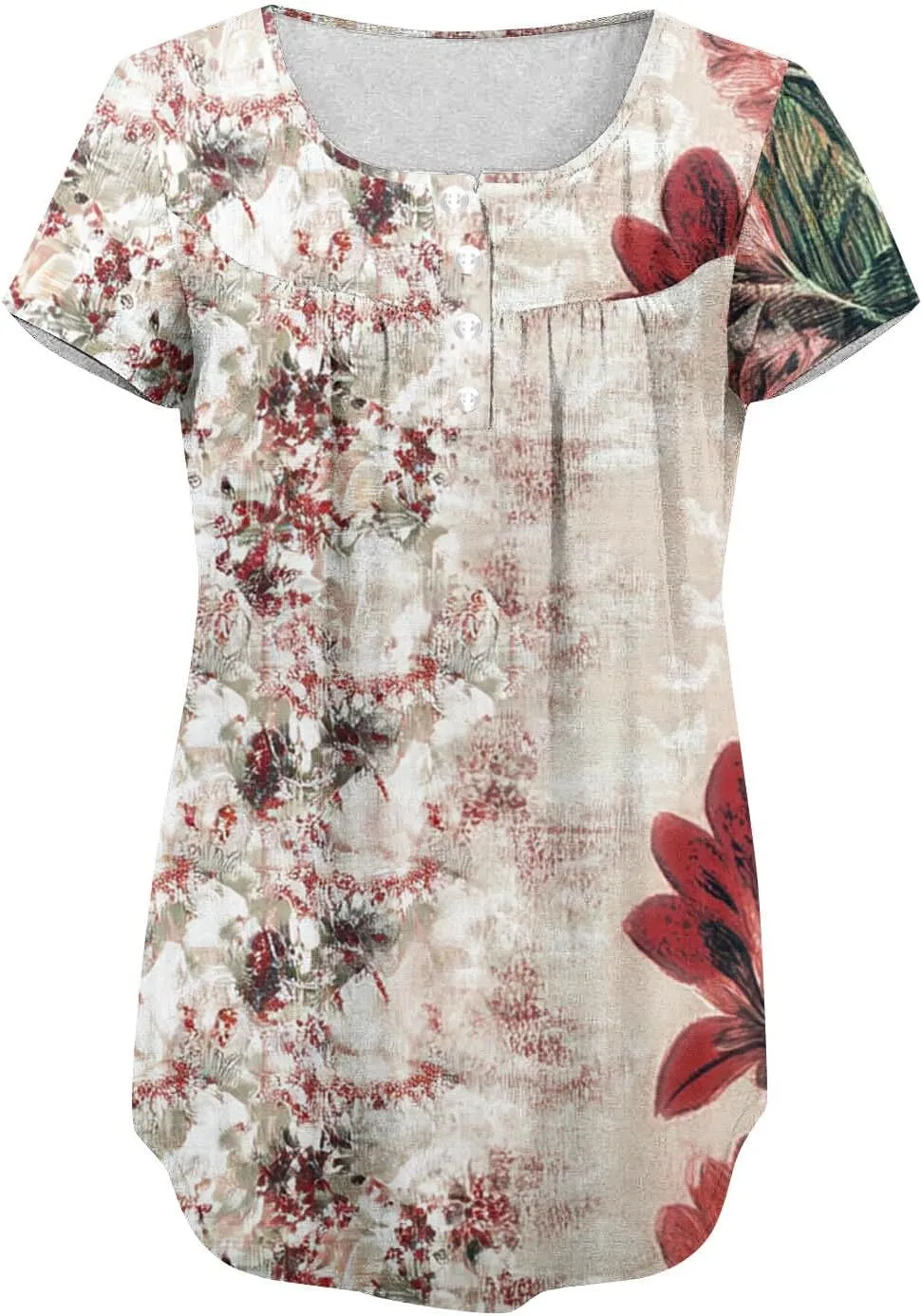 Floral Tops for Women 2025 Short Sleeve Boho Summer Tshirt Dressy Casual Trendy Blouse Ladies Boho Hawaiian Shirts