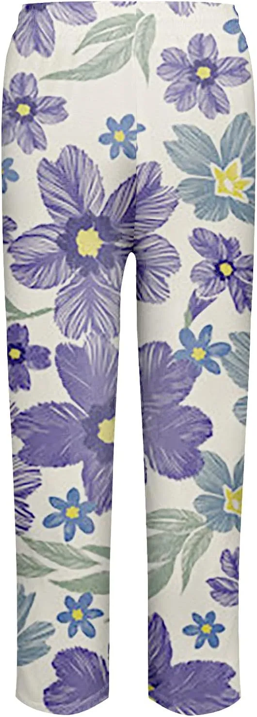 Flowy Linen Pants Summer Wide Leg Pants Drawstring Elastic Waist Pants High Waisted Pants Casual Beach Trousers Boho