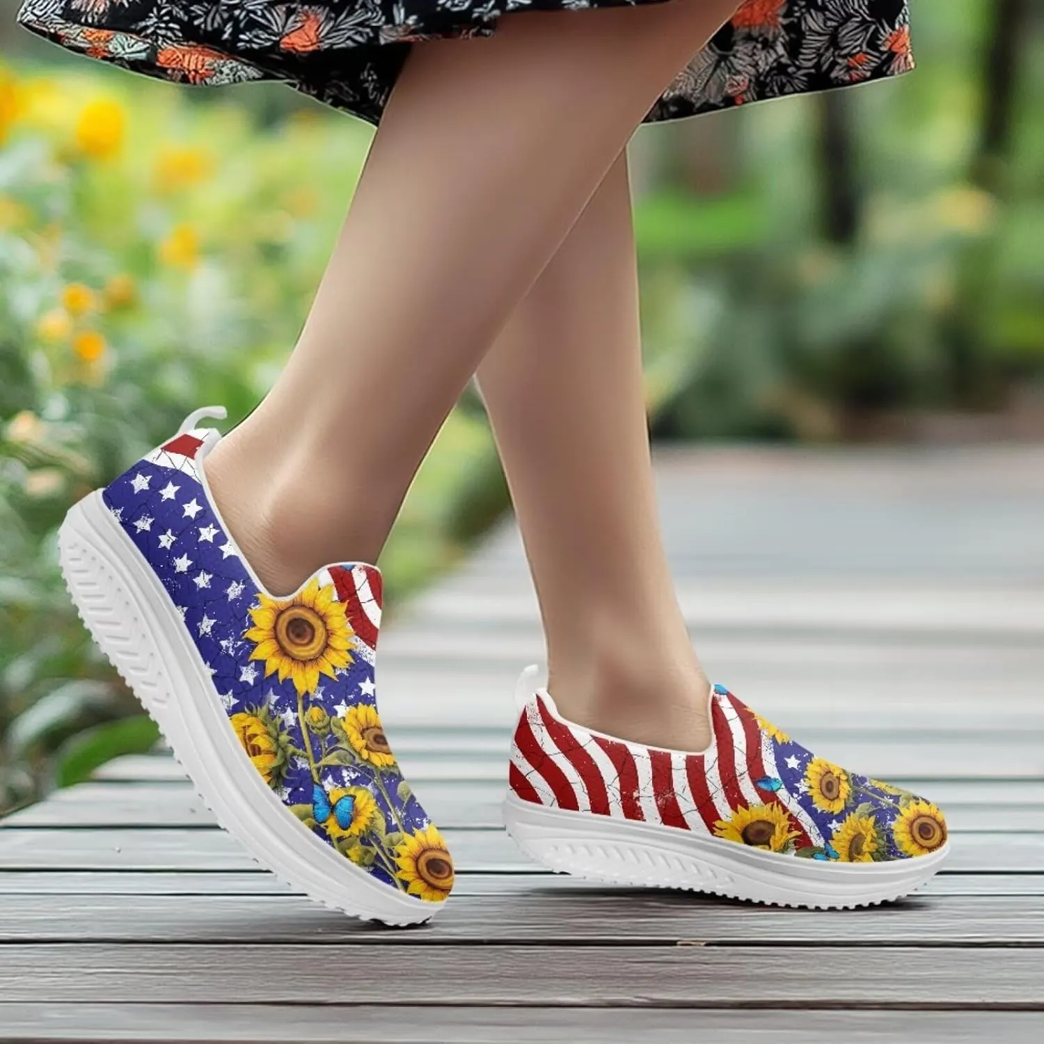 Forchrinse Womens Platform Shoes Casual Wedges Shoes Fashion Low Top Walking Sneakers Comfortable Slip on Platform Shoe