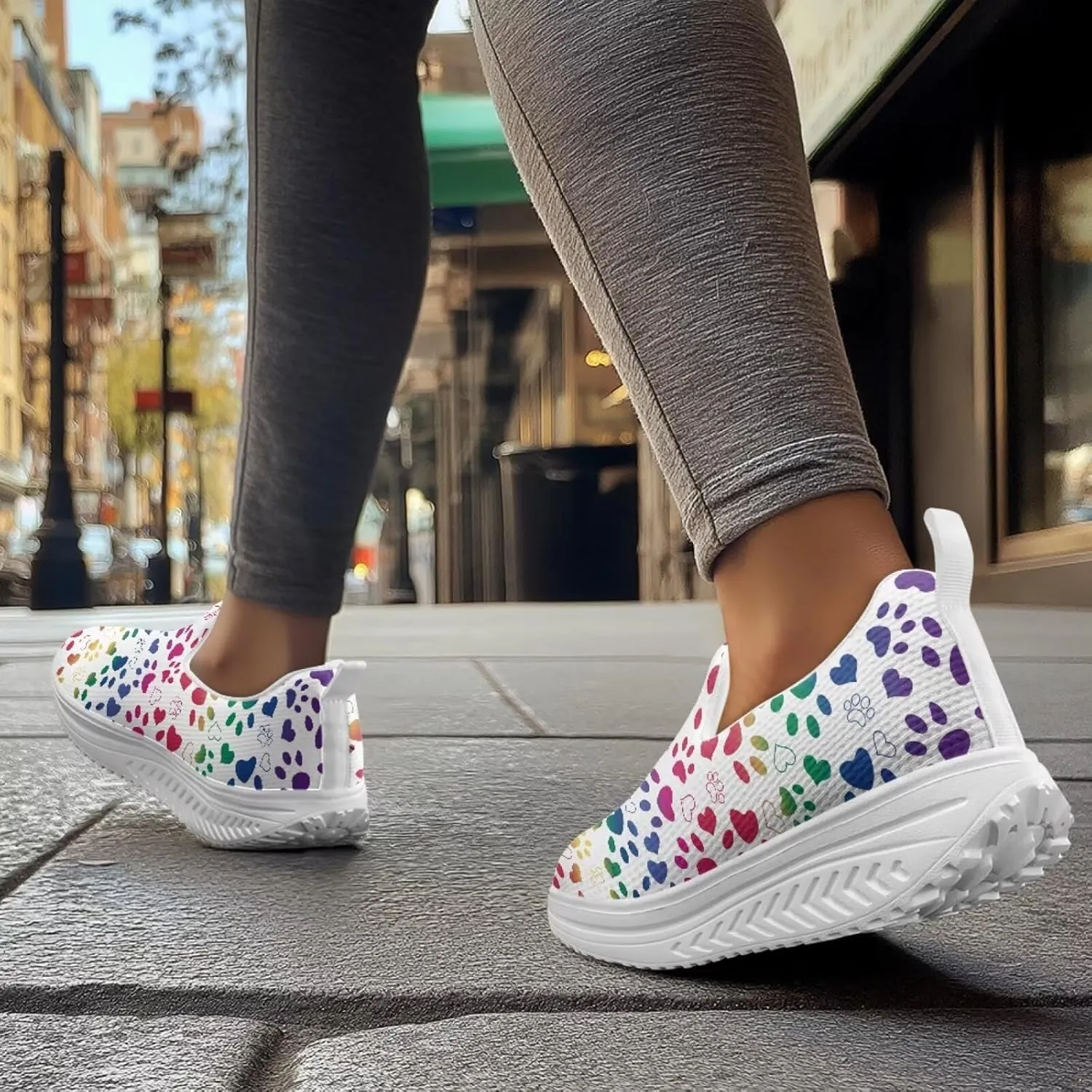Forchrinse Womens Platform Shoes Casual Wedges Shoes Fashion Low Top Walking Sneakers Comfortable Slip on Platform Shoe
