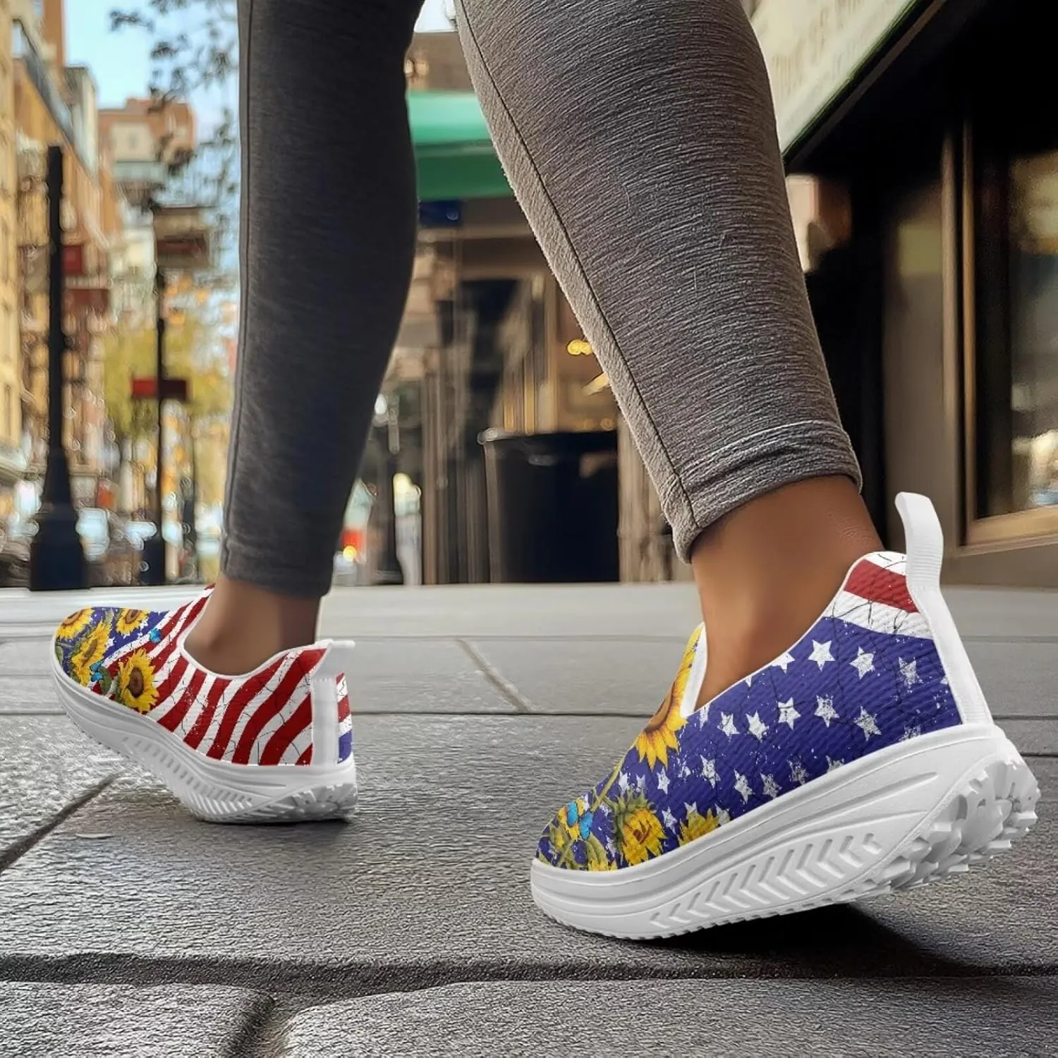 Forchrinse Womens Platform Shoes Casual Wedges Shoes Fashion Low Top Walking Sneakers Comfortable Slip on Platform Shoe