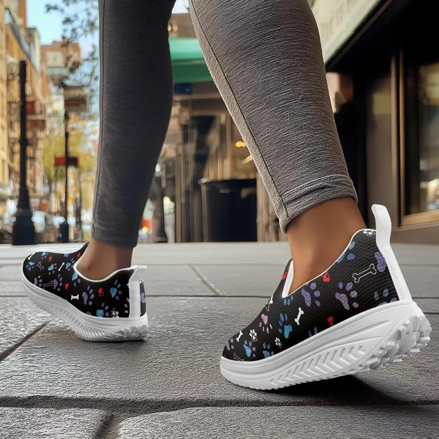 Forchrinse Womens Platform Shoes Casual Wedges Shoes Fashion Low Top Walking Sneakers Comfortable Slip on Platform Shoe