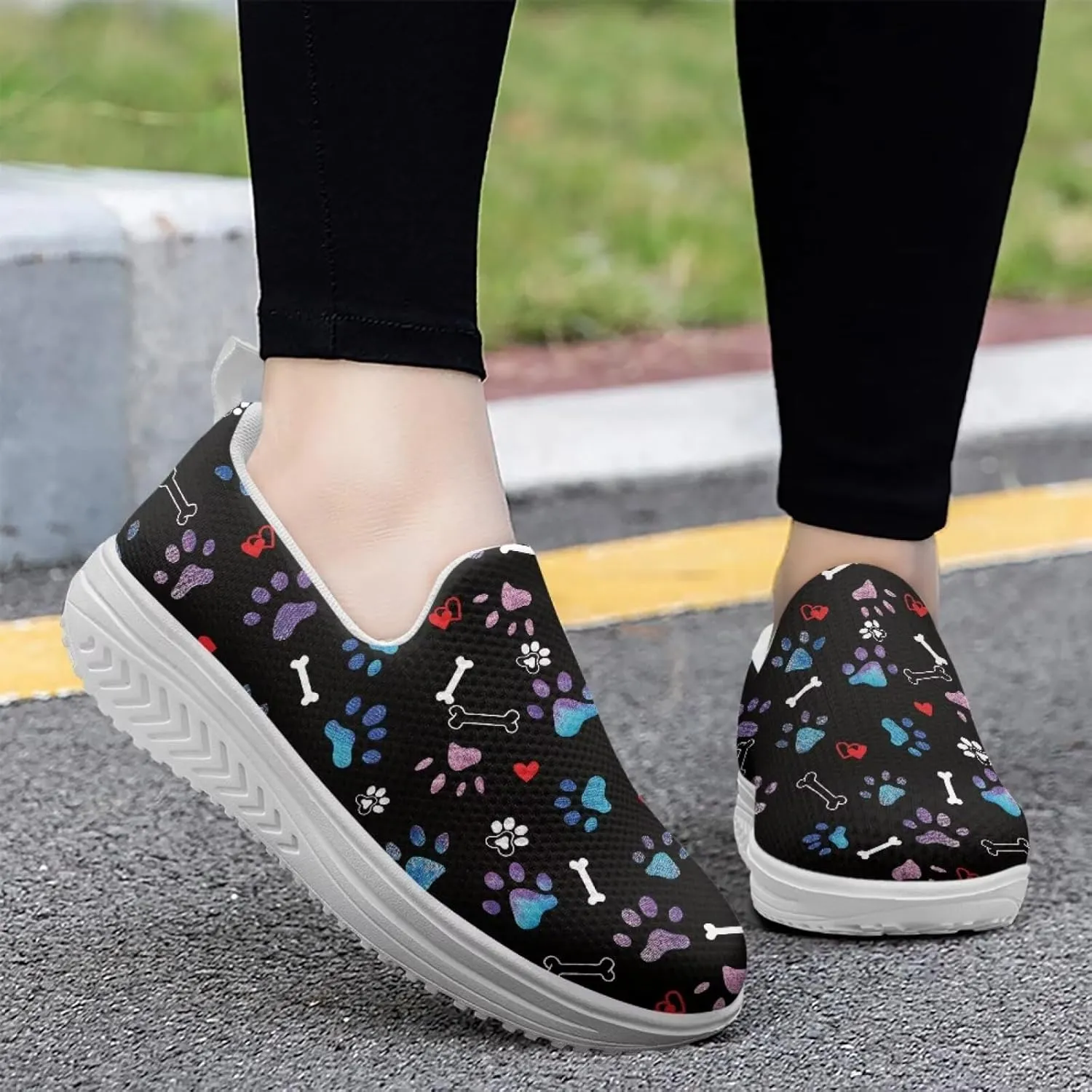 Forchrinse Womens Platform Shoes Casual Wedges Shoes Fashion Low Top Walking Sneakers Comfortable Slip on Platform Shoe
