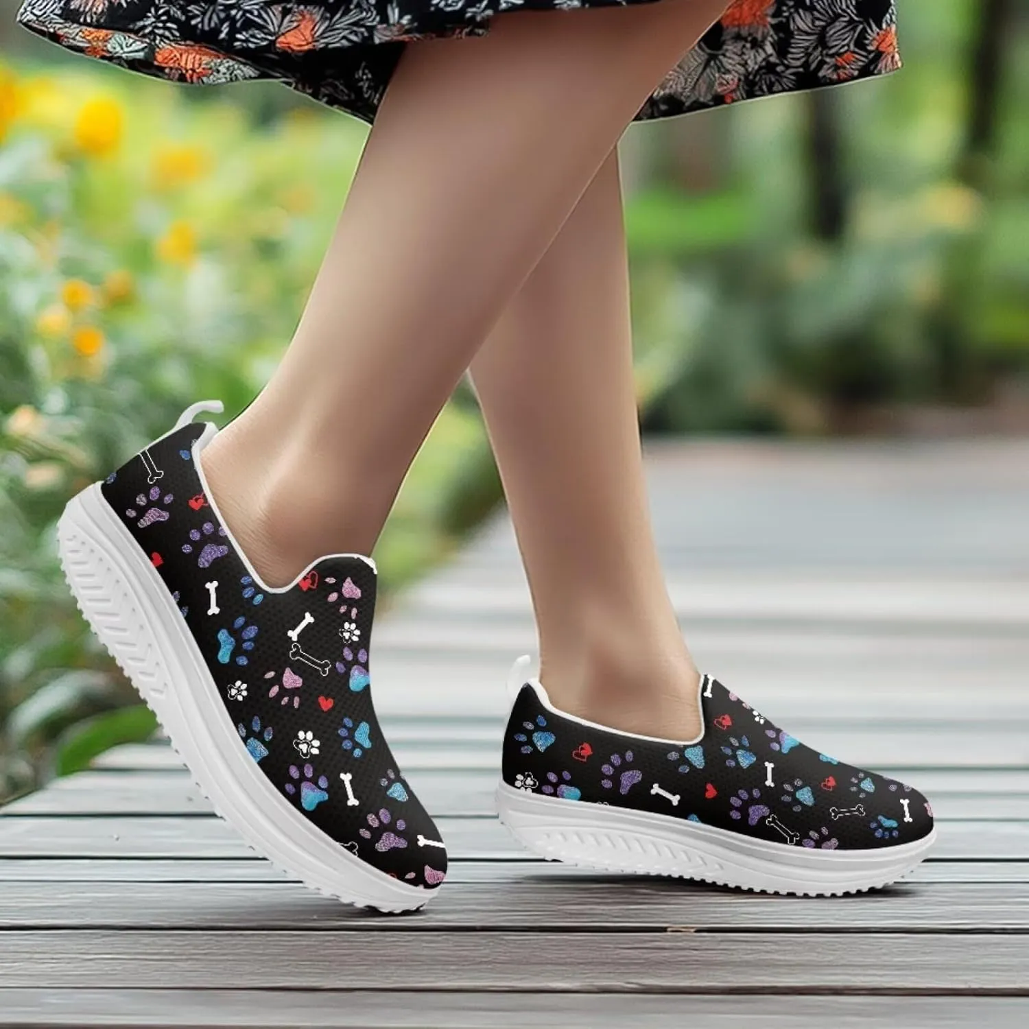 Forchrinse Womens Platform Shoes Casual Wedges Shoes Fashion Low Top Walking Sneakers Comfortable Slip on Platform Shoe