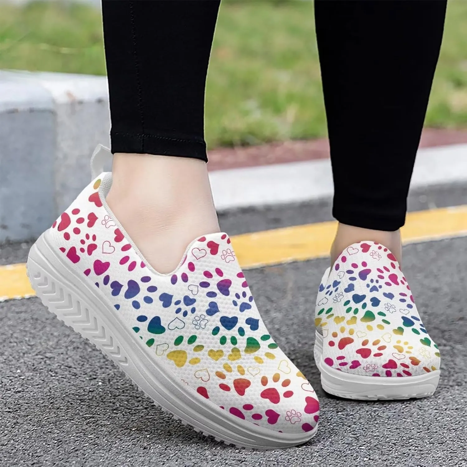 Forchrinse Womens Platform Shoes Casual Wedges Shoes Fashion Low Top Walking Sneakers Comfortable Slip on Platform Shoe