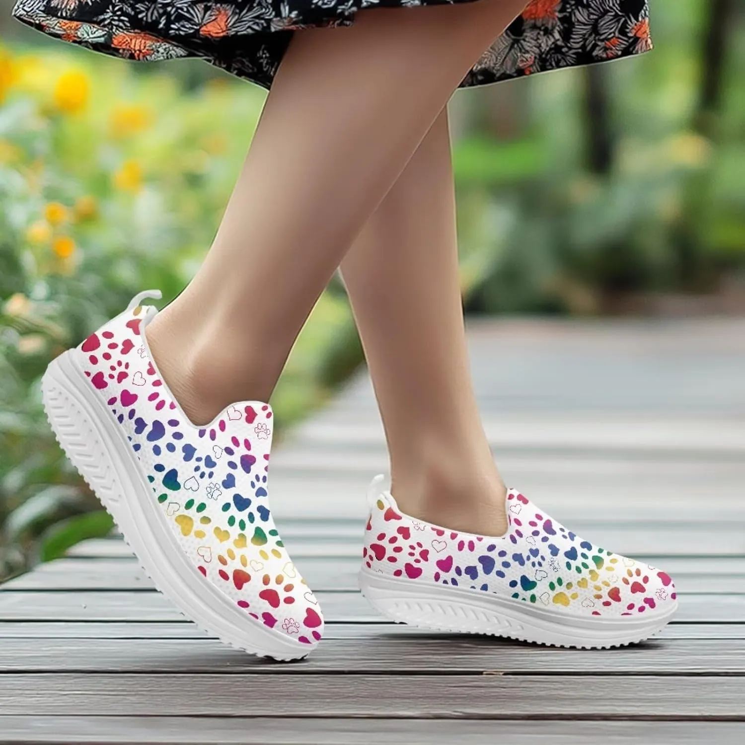 Forchrinse Womens Platform Shoes Casual Wedges Shoes Fashion Low Top Walking Sneakers Comfortable Slip on Platform Shoe
