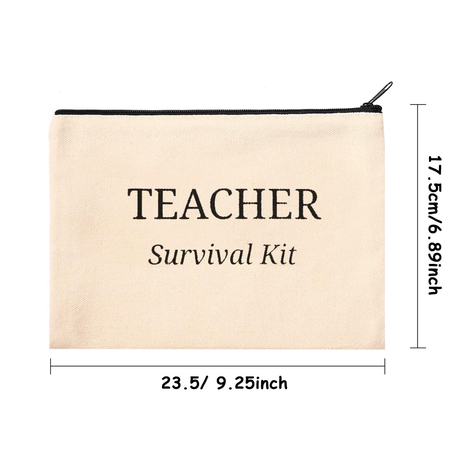 Frienda 12 Pcs Teacher Graduation Appreciation Gifts Cosmetic Bag Canvas Makeup Survival kit Pencil Pouch Travel Toiletry Case with Zipper Teacher Gift for Women Graduation Back to School(L)