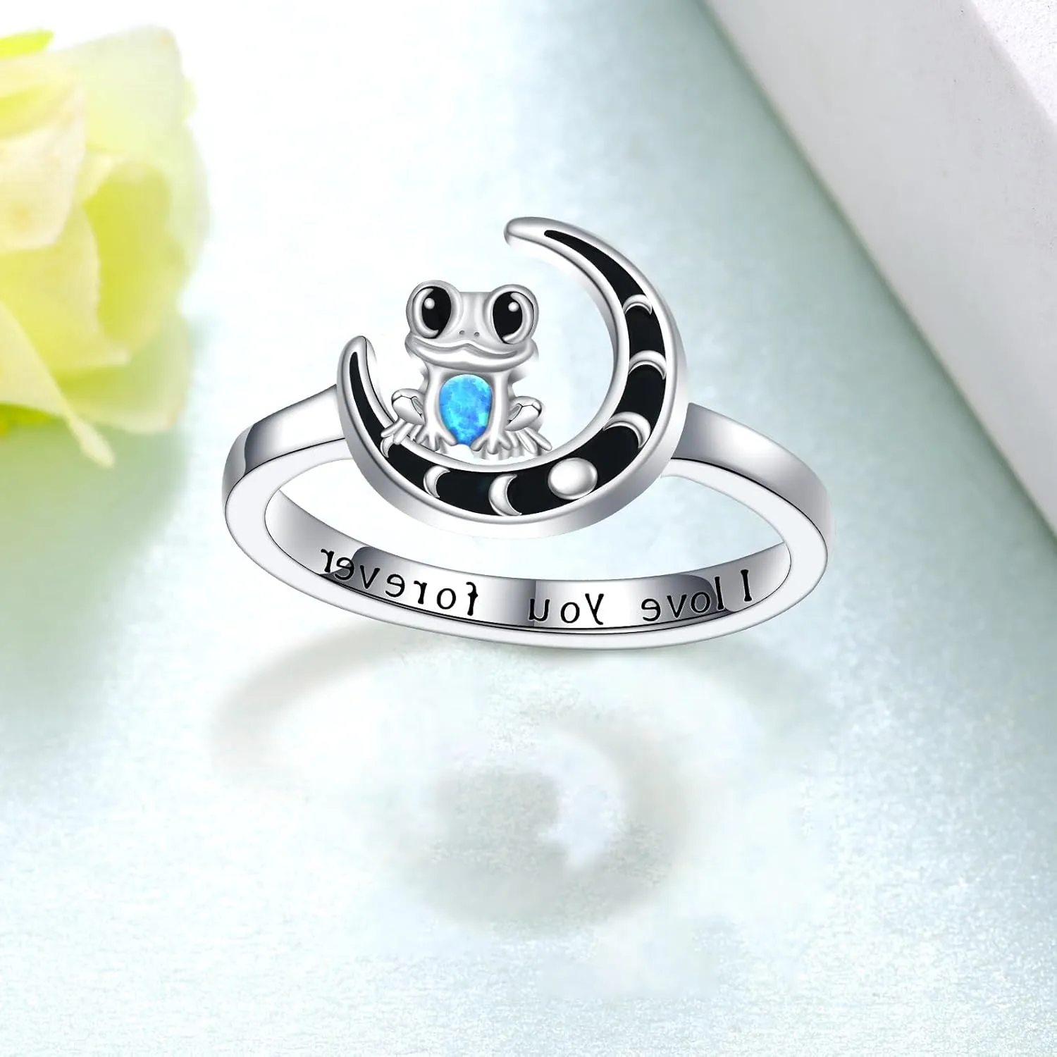 Frog Rings 925 Sterling Silver Moon Jewelry Frog Gift Frog Jewelry for Women