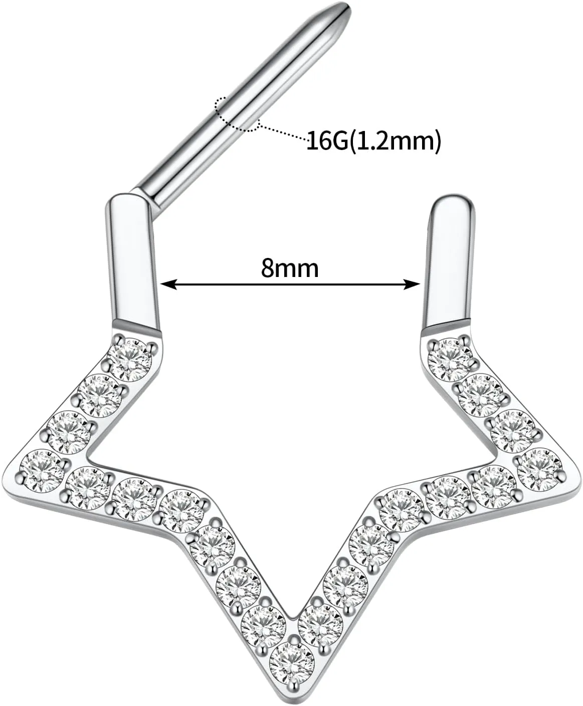 FUNLMO Star Septum Jewelry Daith Piercing Jewelry Nose Ring Huggie Earring Cartilage Earring Tragus Helix Rook Conch Piercing Jewelry 316L Surgical Steel