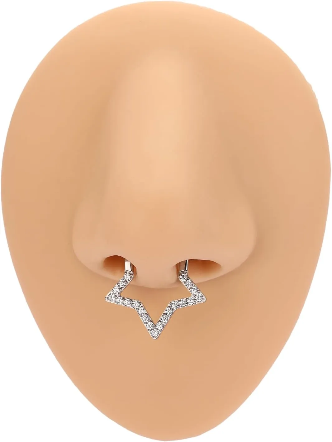 FUNLMO Star Septum Jewelry Daith Piercing Jewelry Nose Ring Huggie Earring Cartilage Earring Tragus Helix Rook Conch Piercing Jewelry 316L Surgical Steel