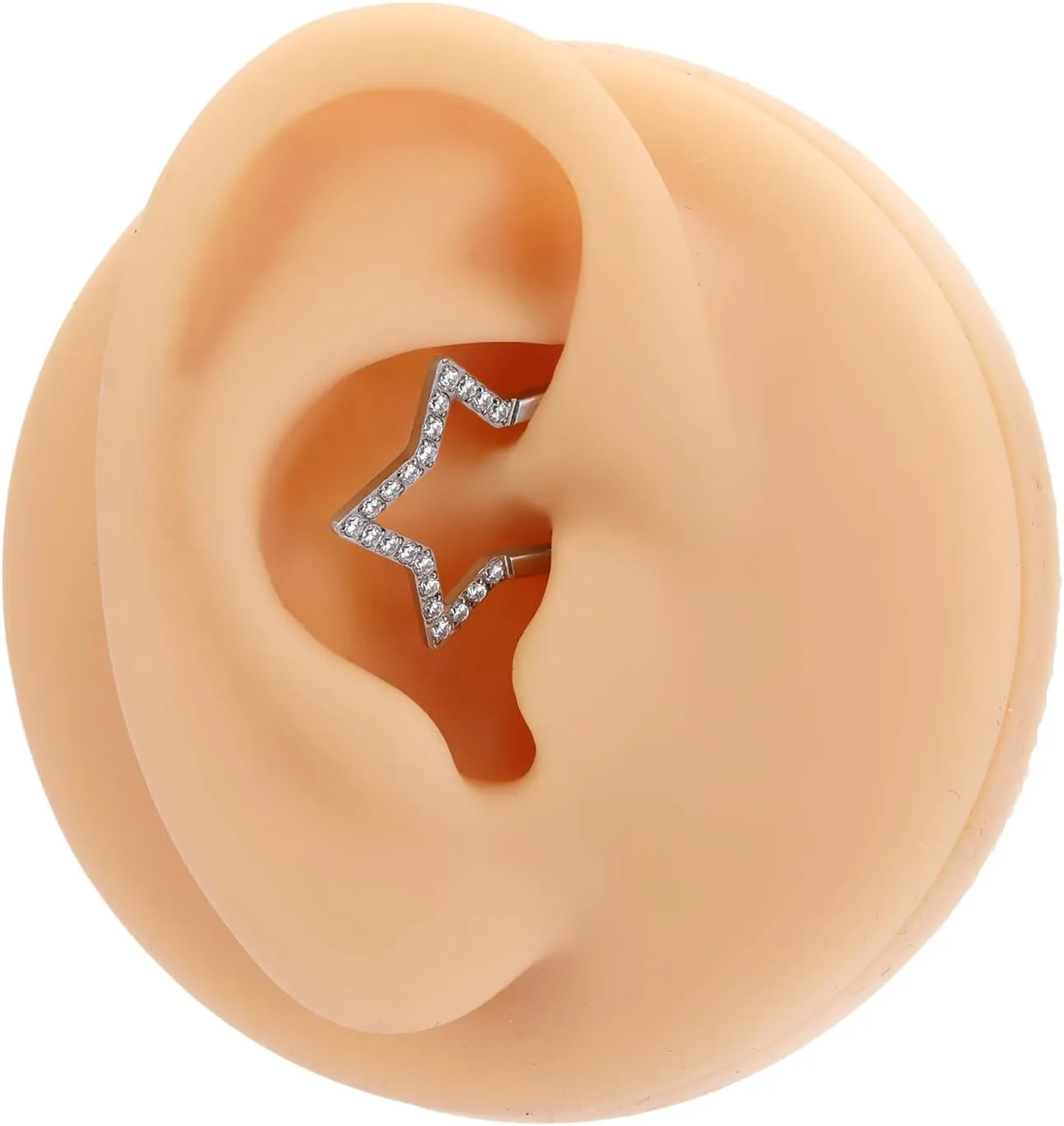 FUNLMO Star Septum Jewelry Daith Piercing Jewelry Nose Ring Huggie Earring Cartilage Earring Tragus Helix Rook Conch Piercing Jewelry 316L Surgical Steel