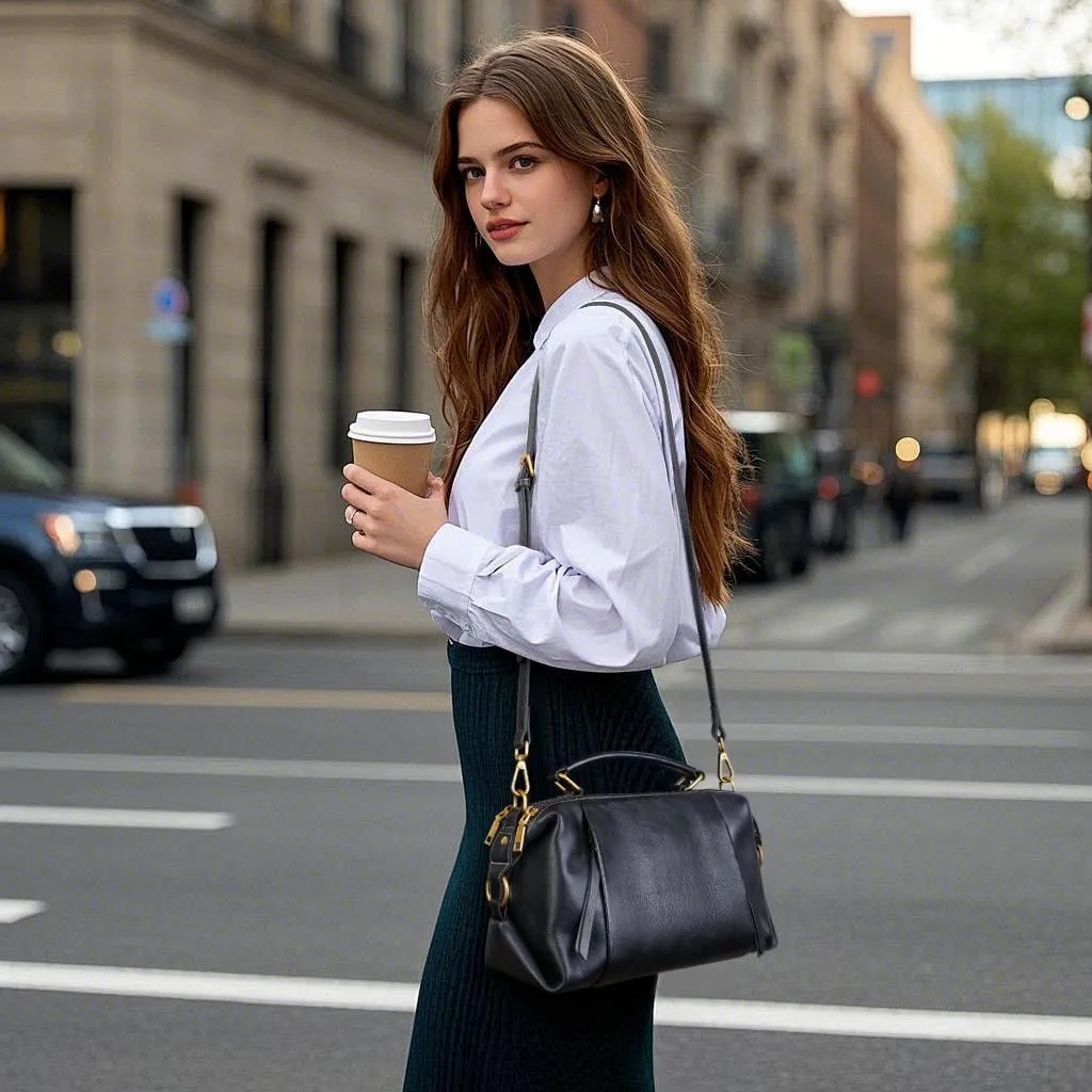 Genuine Leather Crossbody Bags for Women Wristlets Handbags Purse Small Satchel Clutch Shoulder Bag