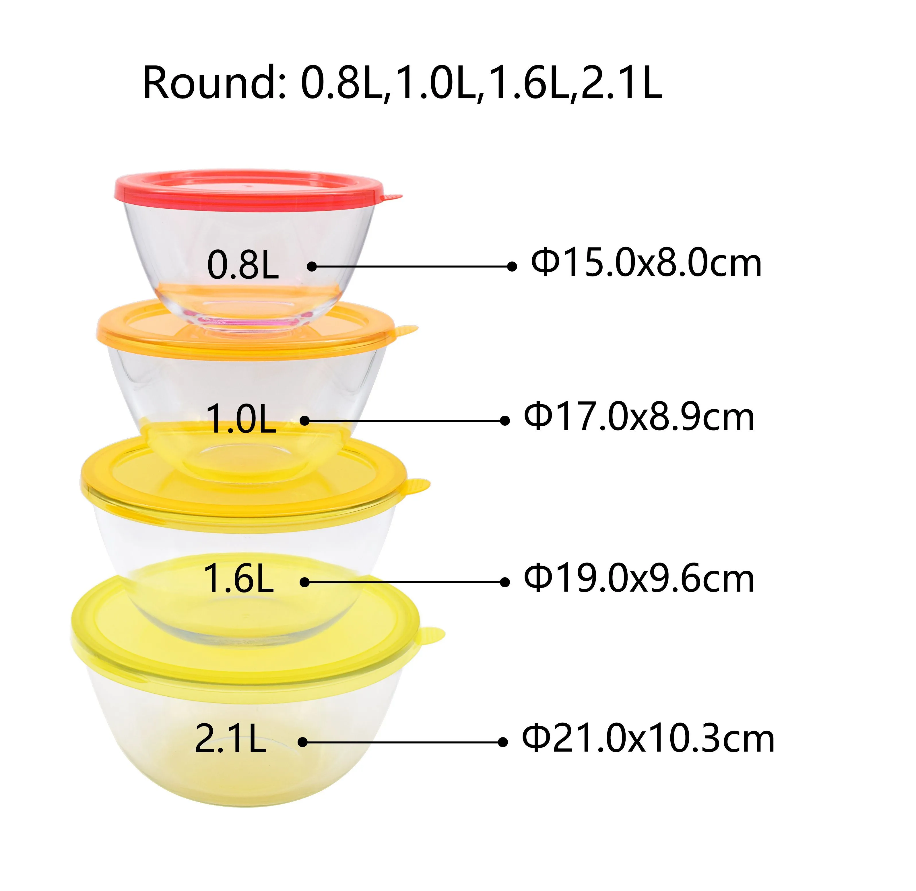 Glass Mixing Bowls with Orange Lids